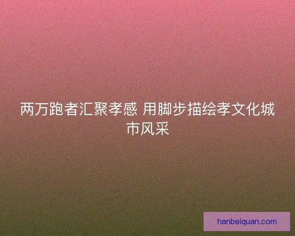 两万跑者汇聚孝感 用脚步描绘孝文化城市风采